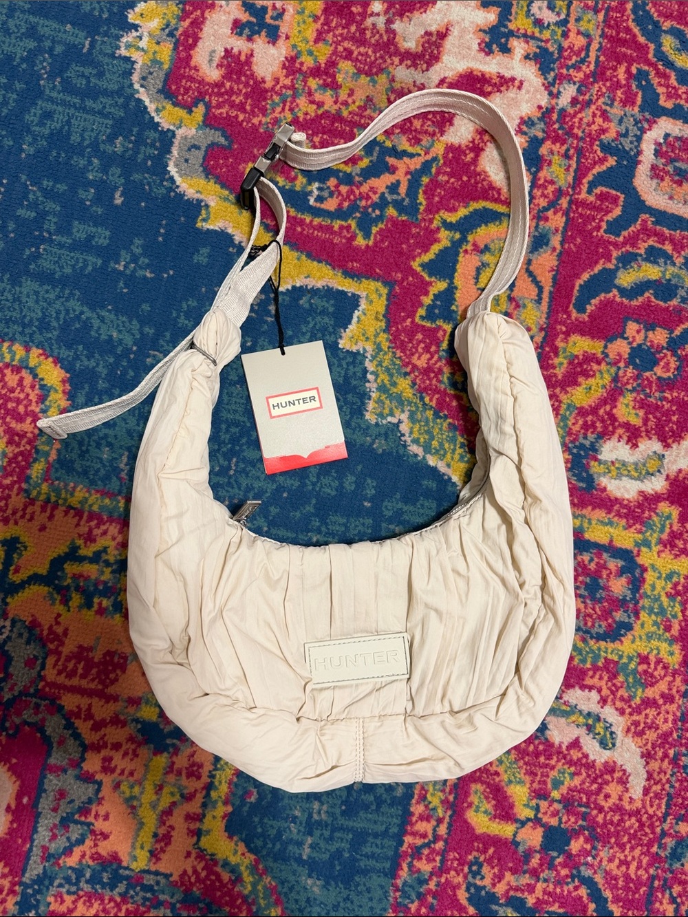 Hunter Cream Quilted Shoulder Hobo Bag oyster purse new with tags attached